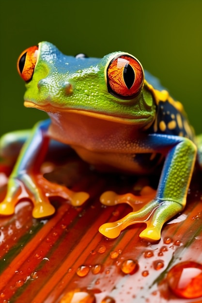 Foto grátis vista do sapo colorido na natureza