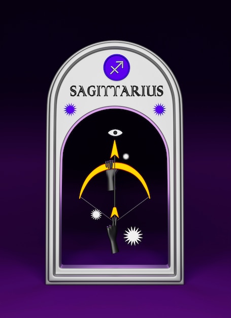 Vista do signo 3d do zodíaco e da astrologia