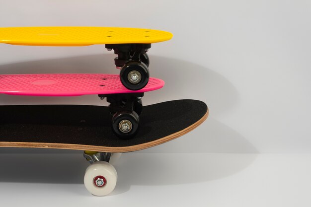 Vista do skate com rodas