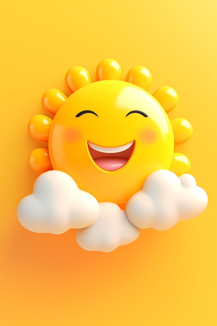 Foto grátis vista do sol sorridente 3d com fundo simples