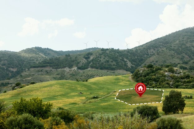 Vista do terreno para o desenvolvimento imobiliário e de negócios