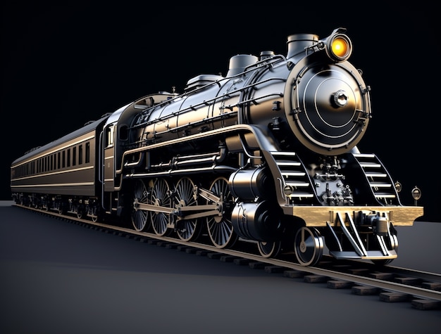 Foto grátis vista do trem com motor a vapor 3d