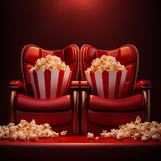 Vista dos assentos do teatro de cinema 3D