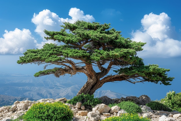 Vista fotorrealista de árvore na natureza com galhos e tronco