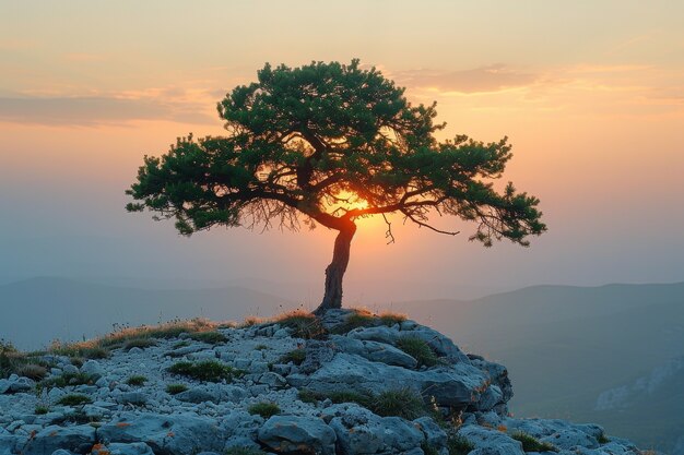 Vista fotorrealista de árvore na natureza com galhos e tronco