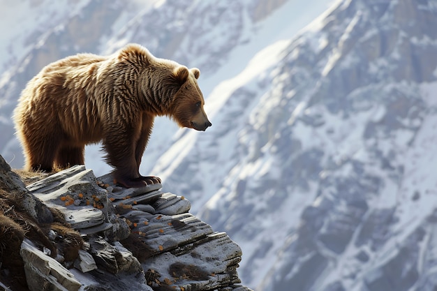 Foto grátis vista fotorrealista de urso selvagem em seu ambiente natural