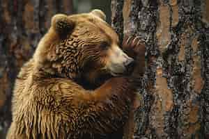 Foto grátis vista fotorrealista de urso selvagem em seu ambiente natural