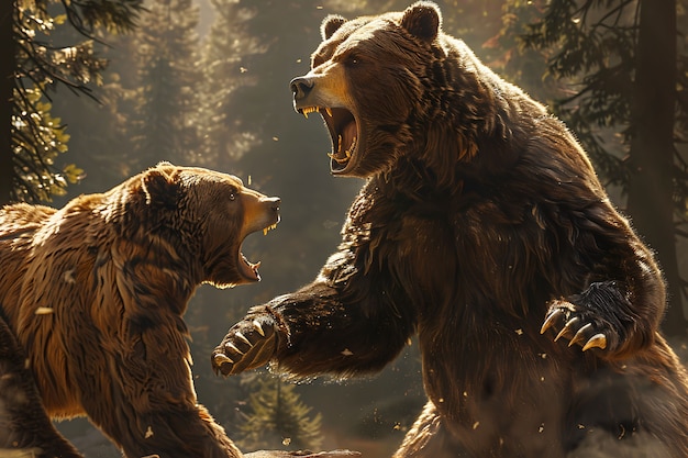 Foto grátis vista fotorrealista de urso selvagem em seu ambiente natural