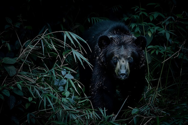 Vista fotorrealista de urso selvagem em seu habitat natural