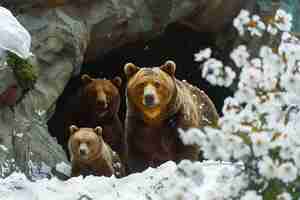 Foto grátis vista fotorrealista de urso selvagem em seu habitat natural