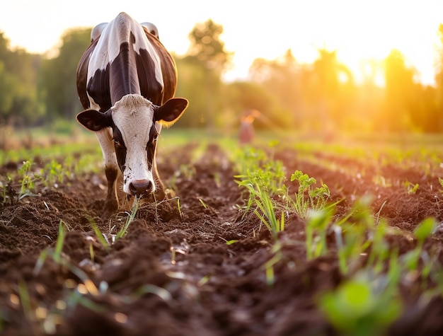 Foto grátis vista fotorrealista de vacas pastando ao ar livre