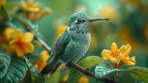 Foto grátis vista fotorrealista do belo beija-flor em seu habitat natural