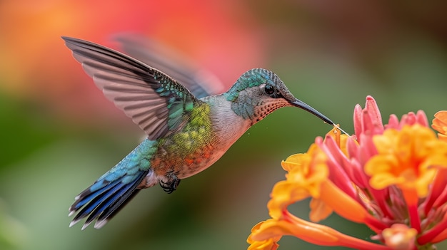 Foto grátis vista fotorrealista do belo beija-flor em seu habitat natural