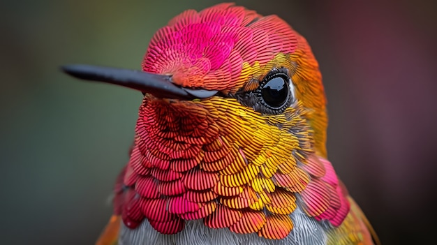 Vista fotorrealista do belo beija-flor em seu habitat natural