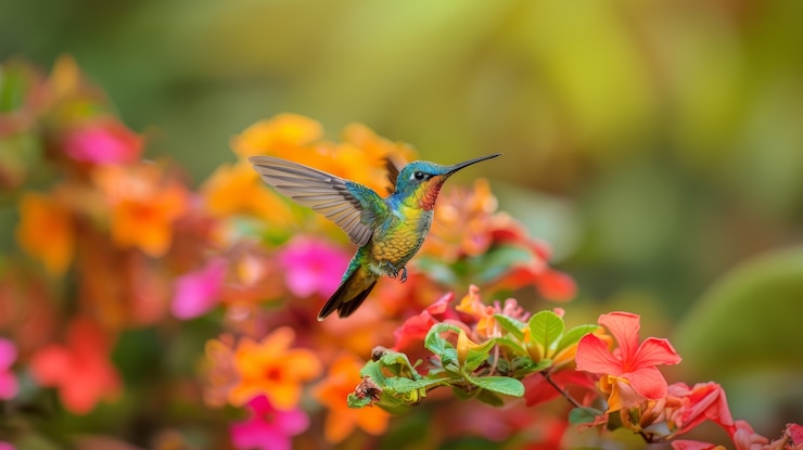 Foto grátis vista fotorrealista do belo beija-flor em seu habitat natural