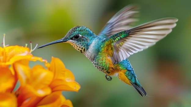 Foto grátis vista fotorrealista do belo beija-flor em seu habitat natural