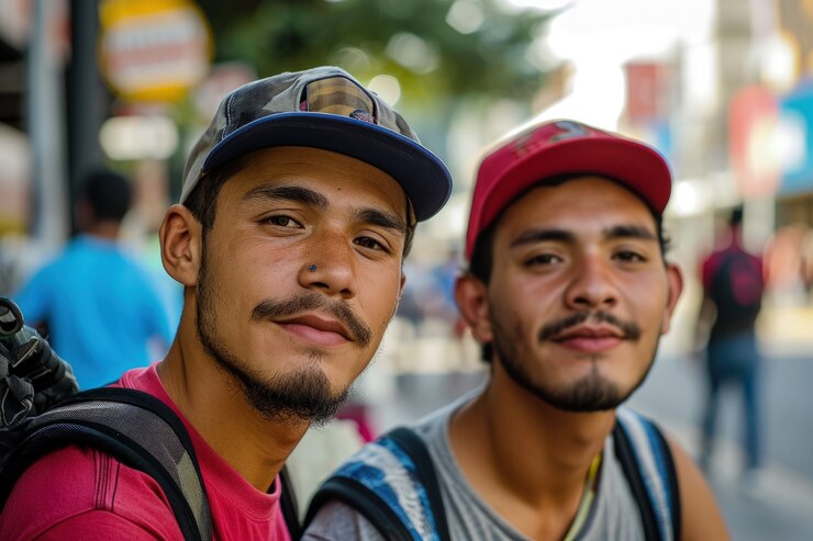 Foto grátis vista frontal amigos do sexo masculino saindo