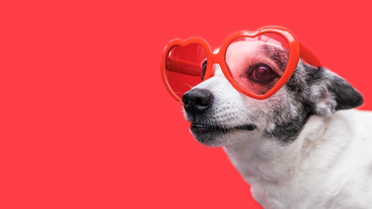 Foto grátis vista frontal de um lindo cachorro com espaço de cópia