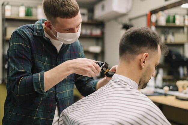 Vista frontal do conceito de barbearia