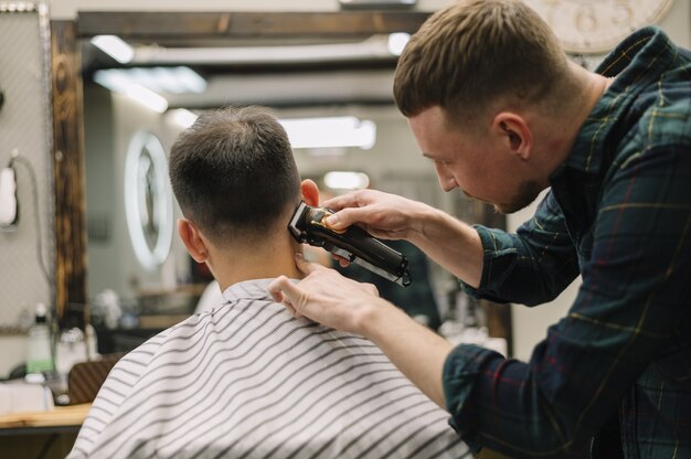 Vista frontal do conceito de barbearia