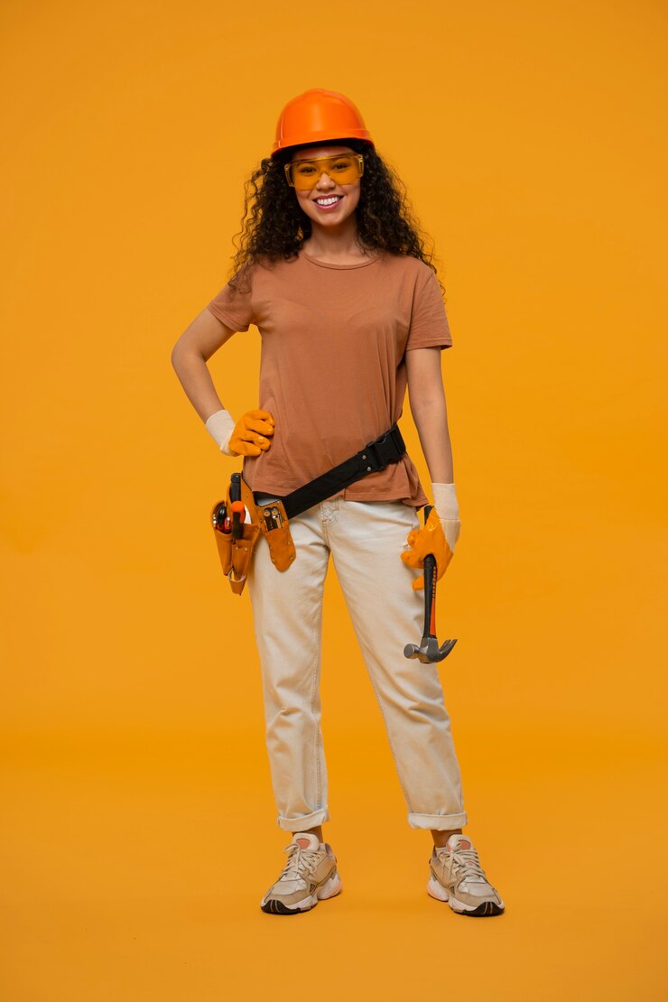 Foto grátis vista frontal mulher trabalhando como engenheira