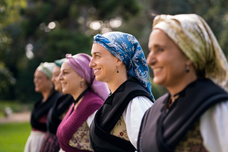 Foto grátis vista lateral de mulheres sorridentes ao ar livre