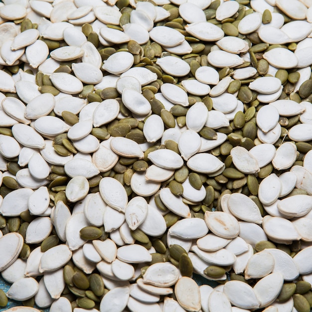 Vista lateral sementes de abóbora textura