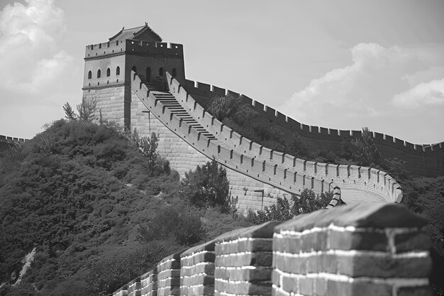 Foto grátis vista monocromática da histórica grande muralha da china