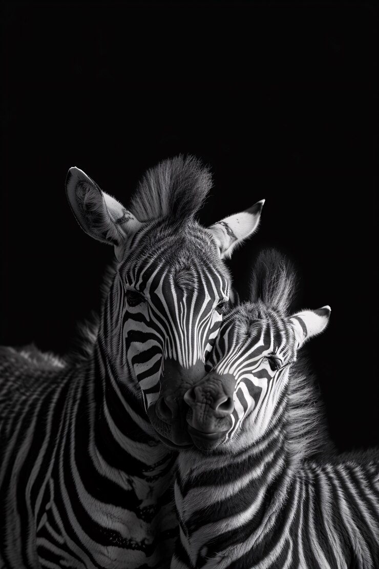 Foto grátis vista monocromática de uma zebra selvagem com pelagem listrada
