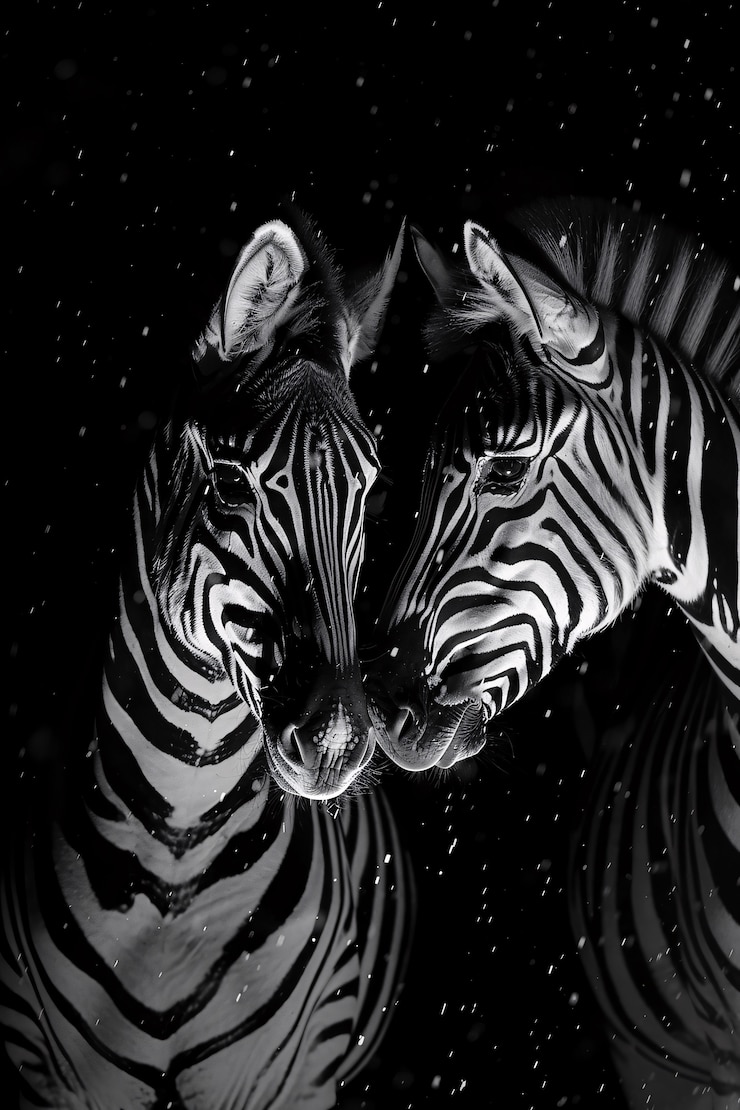 Foto grátis vista monocromática de uma zebra selvagem com pelagem listrada