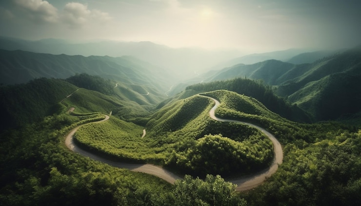 Foto grátis vista panorâmica da paisagem montanhosa tropical idílica gerada por ia