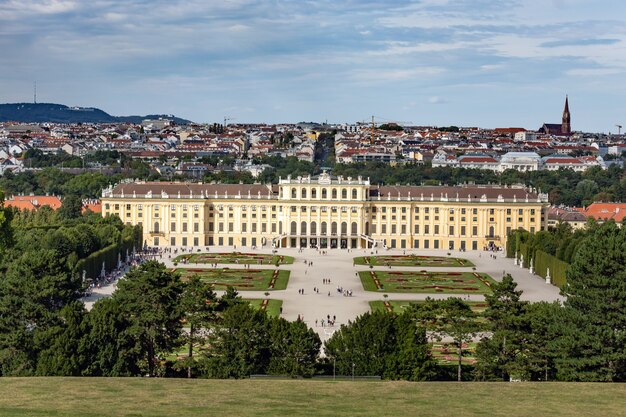 Vista panorâmica do Palácio de Schönbrunn em Viena, Áustria