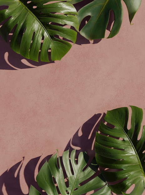 Foto grátis vista superior 3d composição de folhas de palmeira verdes