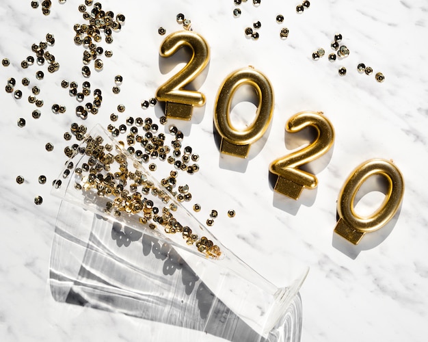 Vista superior ano novo 2020 conceito