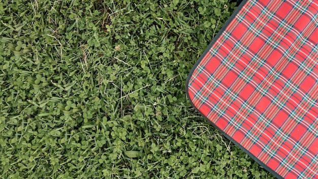 Foto grátis vista superior cobertor de piquenique na grama do parque