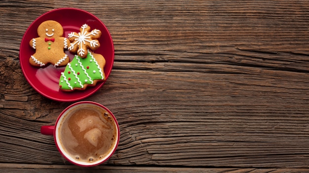 Vista superior conceito de Natal com espaço de cópia