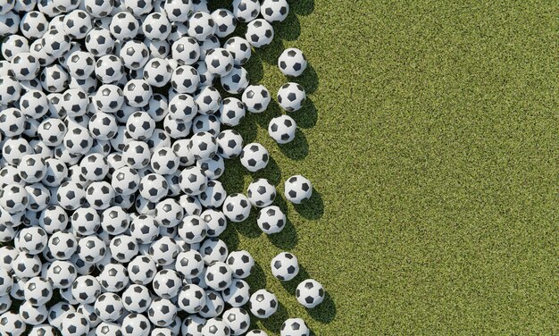 Vista superior da composição com bolas de futebol