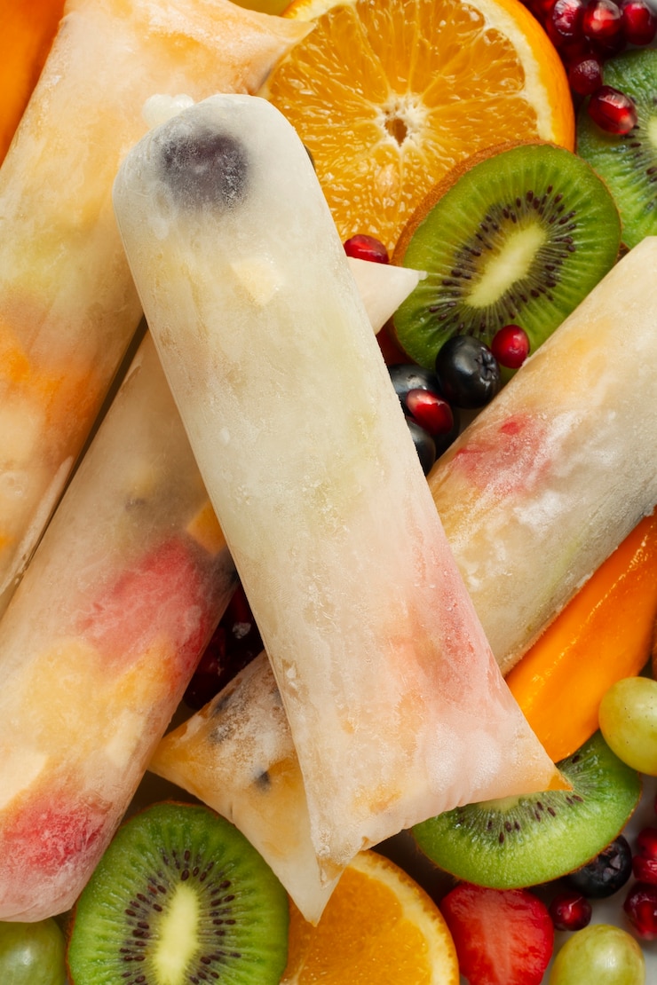 Foto grátis vista superior da sobremesa de frutas brasileiras congeladas