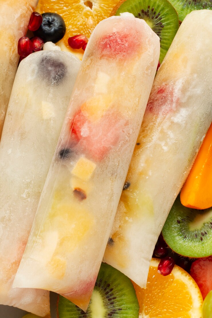 Foto grátis vista superior da sobremesa de frutas brasileiras congeladas