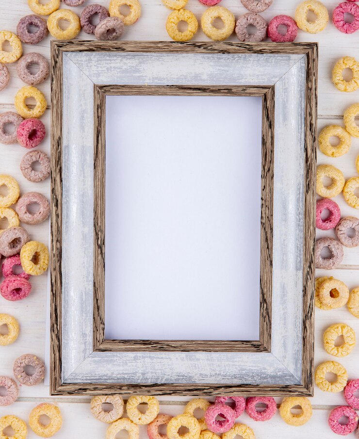 Foto grátis vista superior de cereais multicoloridos e saudáveis com moldura