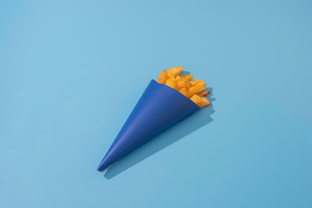 Vista superior deliciosas batatas fritas