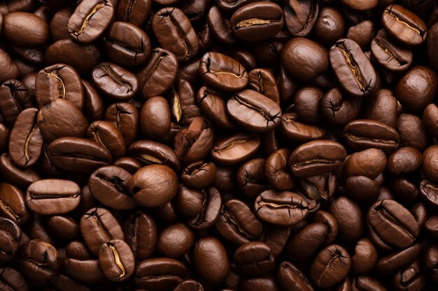 Vista superior delicioso arranjo de grãos de café