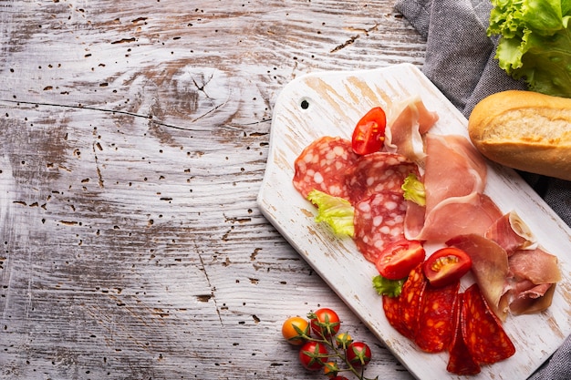 Vista superior do conceito de carne com espaço de cópia