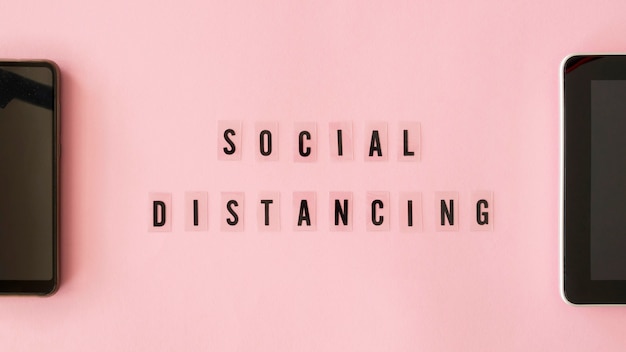 Vista superior do conceito de distanciamento social