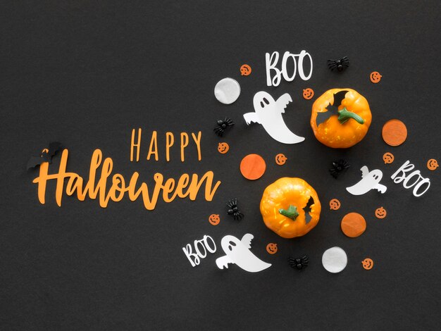 Vista superior do conceito de halloween com saudação