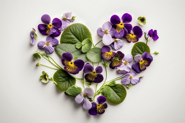 Foto grátis vista superior do coração feito de flores desabrochando
