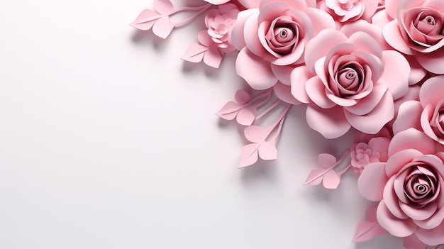 Vista superior em rosas de papel