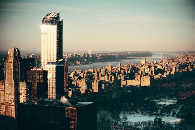 Foto grátis vista urbana do telhado dos arranha-céus da cidade de nova york.