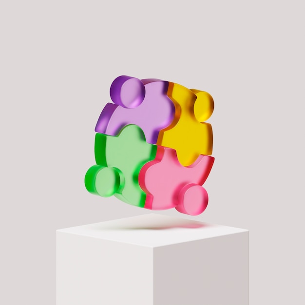 Foto grátis visualização 3d das peças do quebra-cabeça