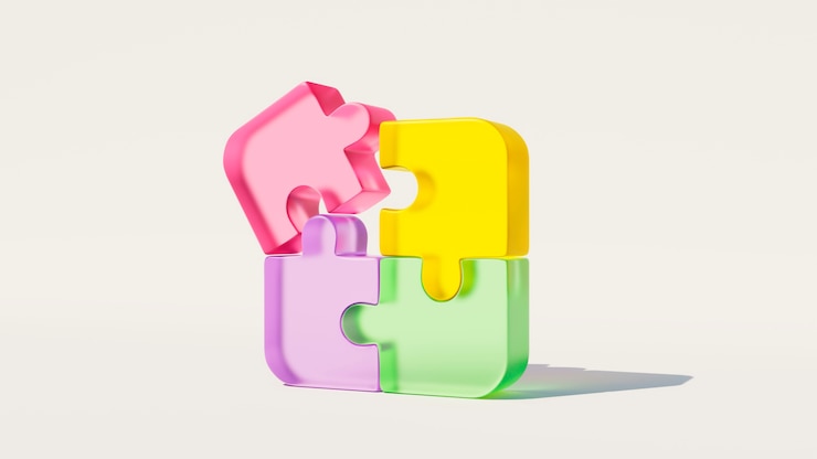 Foto grátis visualização 3d das peças do quebra-cabeça